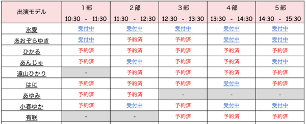 福岡で被写体をするならことり撮影会（予約表①）